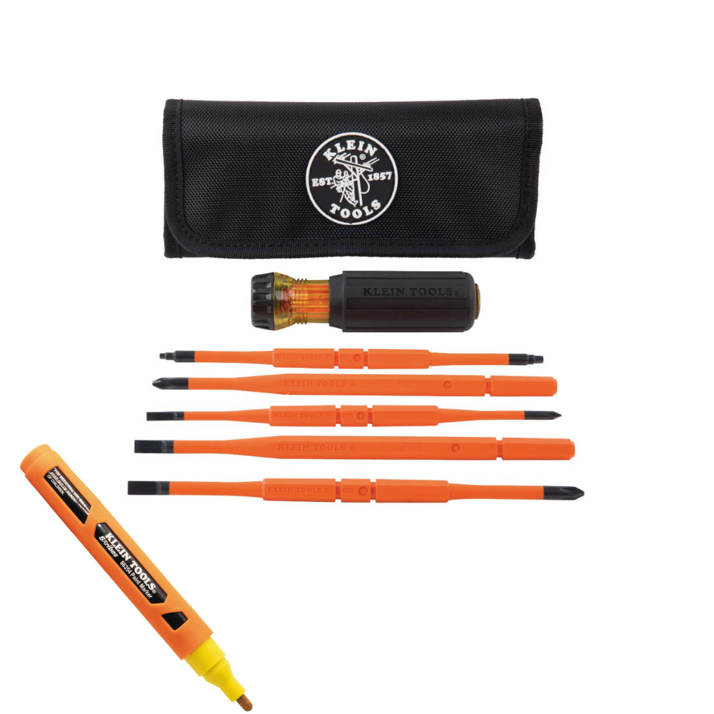 Klein Tools 8-in-1 Insulated Screwdriver Set with Free Paint Marker from GME Supply